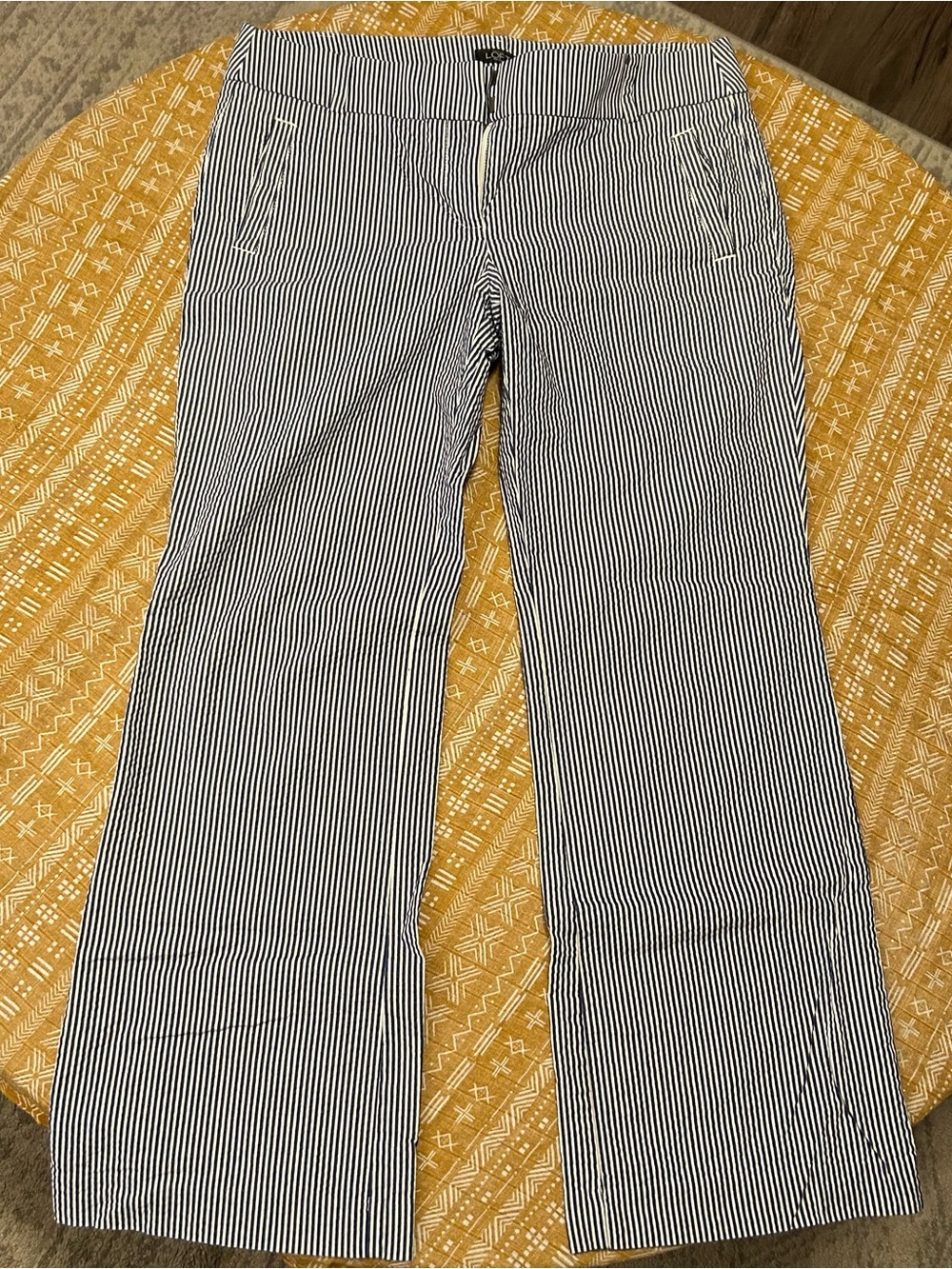 LOFT Petite Black and White Vertical Stripe Chinos